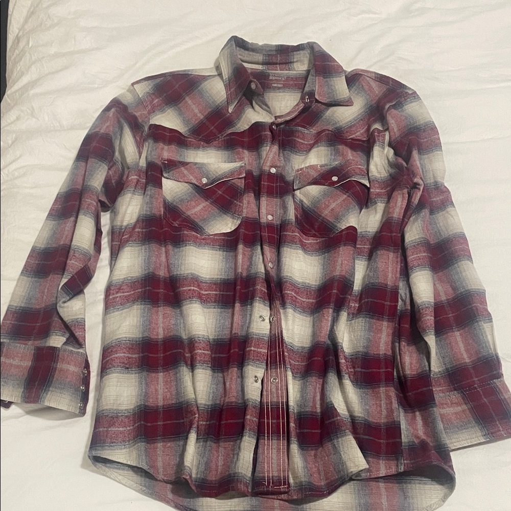 Men's Red Plaid Casual Button Down Shirt